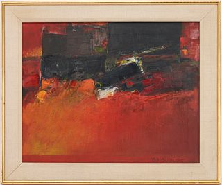Carl Sublett O/C Abstract Painting, Composition Sunset, 1963