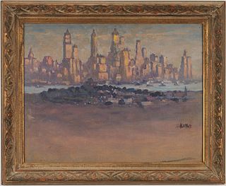 Henry Van Notti O/B Painting, NYC Skyline