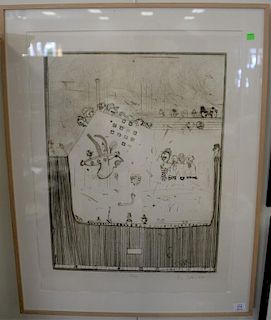 Roger Selden (b. 1945) abstract numbered engraving, pencil signed lower right Roger Selden 1978, numbered 25/50. 30" x 22"