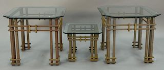Three Jean Michel Wilmotte style end tables. ht. 14in.- 20in.