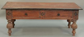 Contemporary coffee table with two drawers. ht. 20in., top: 52" x 25"