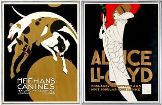 2 Alfonso Iannelli Art Deco Theatre Posters, Alice Lloyd & Meehan's Canines
