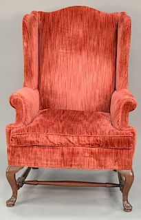 Queen Anne style upholstered chair.
