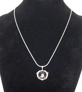 .925 Sterling Silver Necklace with Crystal and Dolphin Pendant