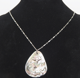 .925 Sterling Silver Necklace with Abalone Pendant