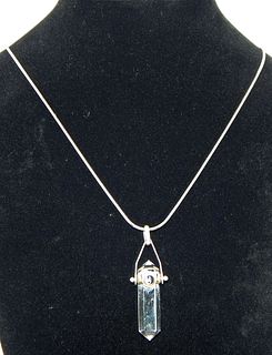 .925 Sterling Silver Necklace with Crystal Pendant 