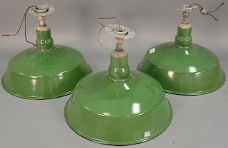 Nine industrial lammps, Union Made. ht. 14in., dia. 16 1/4in.