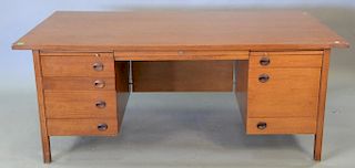 Dunbar attributed to Edward Wormley partner's desk with overhang. ht. 29in., top: 84" x 40"