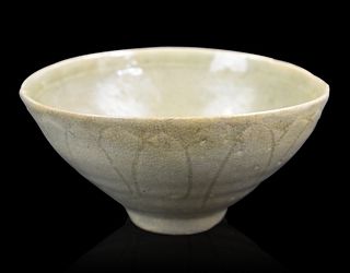 Chinese Longquan Celadon Glazed Lotus Bowl,Yuan D.