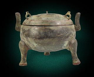 Chinese Bronze Ritual Covered Ding ,Warring State