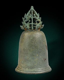 Chinese Bronze Bell w/ Dragon Finial, Tang Dynasty