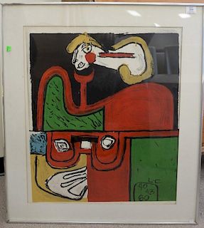 LE Corbusier (1887-1965) 
colored lithograph 
abstract portrait 
initialed: L-C 40 43 60 
sight size 27 1/2" x 23 1/2"