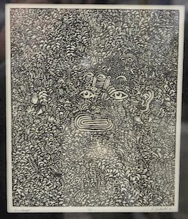 Dennis Nechvatal (b. 1948) intaglio on paper, Headscape 1983, pencil signed, titled and numbered 2/25, Zolla Lieberman Galler