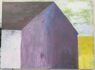 Contemporary oil on canvas Abstraction Barn signed bottom right Andrew 06. 36" X 38"