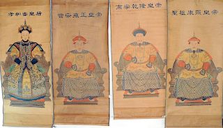 Four Chinese Ancestral Portrait Scrolls
