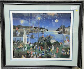 Three framed prints to include Harry Guttman serigraph pencil signed and numbered 26/300 (22" x 19") and two Sally Fisher col