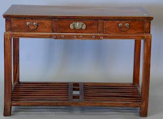 Chinese table with three drawers. ht. 32in., wd. 45in., dp. 21in.