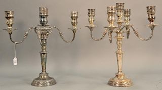 Pair of silverplated five light candelabras. 18 1/4in.