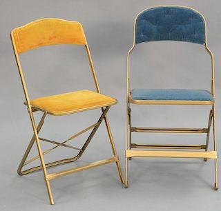 Group of 30 folding chairs with upholstered seats and backs, marked Clarin Chicago.