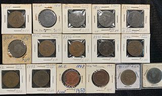 Group of 16 US Large One Penny Liberty Head Coins