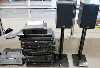 Group of electronics to include Sony DVD, two Crestron Media controllers, two Denon CD auto changers, Pioneer CD, Nakamichi r