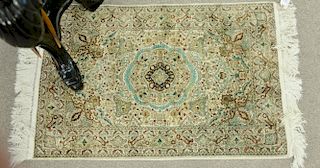 Silk Oriental throw rug. 2' x 3'2"