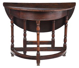 British William & Mary Carved Oak Drop Leaf Table