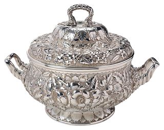 Whiting Floral Repousse Sterling Tureen