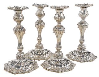 Set of Four Sterling Ornate Candlesticks, Howard & Co.