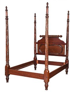 American Classical Carved Mahogany Poster Bed