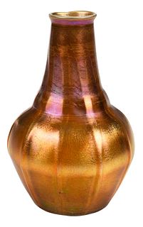 Tiffany Studios Favrile Glass Ribbed Vase
