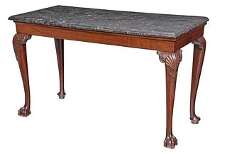 Fine British Chippendale Mahogany Marble Top Pier Table