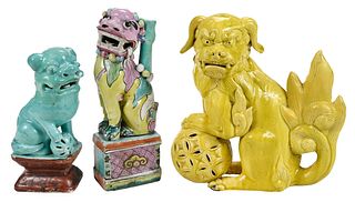 Group of Three Chinese Export Foo Dogs