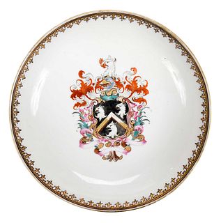 Chinese Export Armorial Porcelain Saucer, Skinner