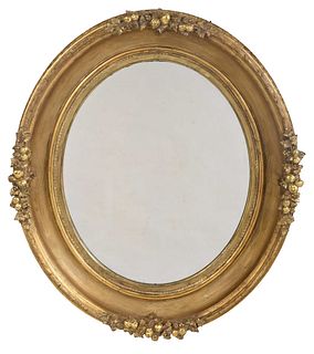 American Rococo Giltwood Oval Mirror