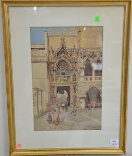 Carlo Menegazzi (19th/20th century) watercolor Doges Palace Venice signed lower right C. Menegazzi, sight size 17 1/4" x 11 1