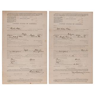Woodrow and Edith Wilson (2) Signed Passport Applications - Preparing for the Paris Peace Conference and Treaty of Versailles