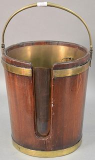 Wood brass fitted buckets with copper liner, 19th century. ht. 16in., dia. 14in.