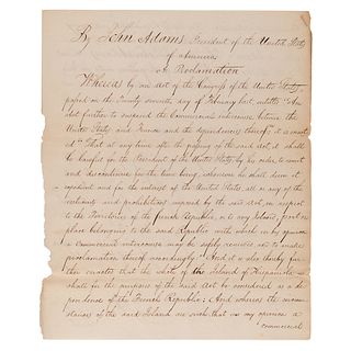 John Adams: Proclamation Restoring Trade with Hispaniola