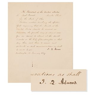 John Quincy Adams Letter Signed as President, Calling to Convene the Senate on Jackson&#39;s Inauguration Day