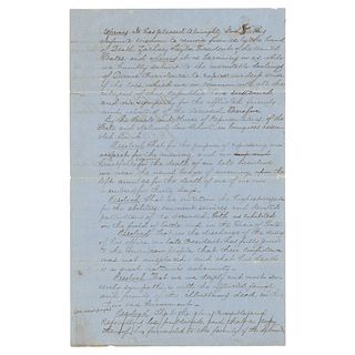 Zachary Taylor: Manuscript Resolution on the Death of President Taylor