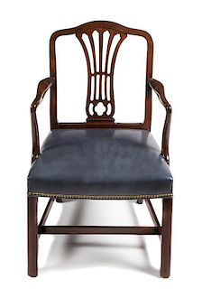 A George III Style Mahogany Armchair Height 39 inches.