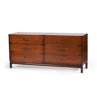 Mid-Century Modern Johnson Furniture Co. Chest of Drawers and Mirror