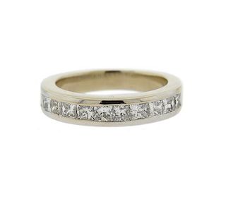18K Gold Diamond Wedding Half Band Ring
