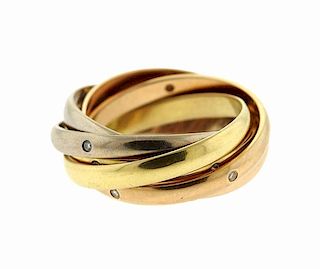 Cartier Trinity 18k Gold Diamond Rolling Band Ring