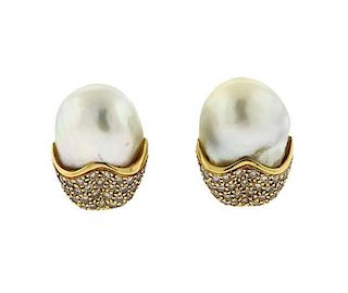 Ferran 18K Gold Diamond Pearl Earrings