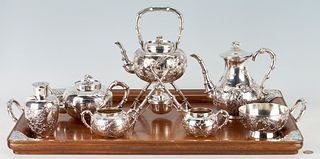 Wang Hing Chinese Export Silver Tea Set with Tray