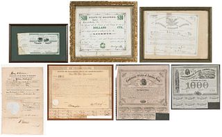 Various Licenses, Bond Certificates, Alabama or Confederate Related 