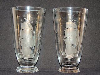 Two Sweedish Glass Vases