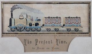 Stevengraph “The Present Time” Railroad Silk